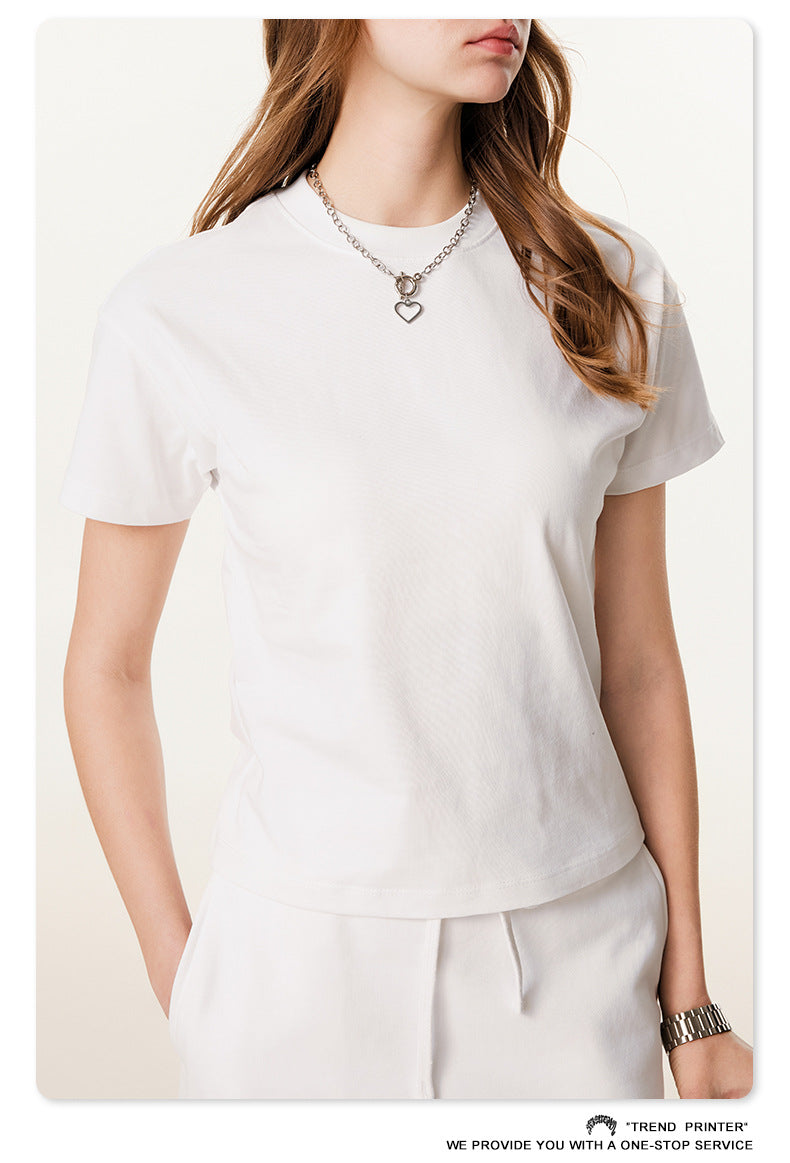 Fierce & Fitted 美式夏季甜妹圓領短T半身裙套裝	N-23 牙白色