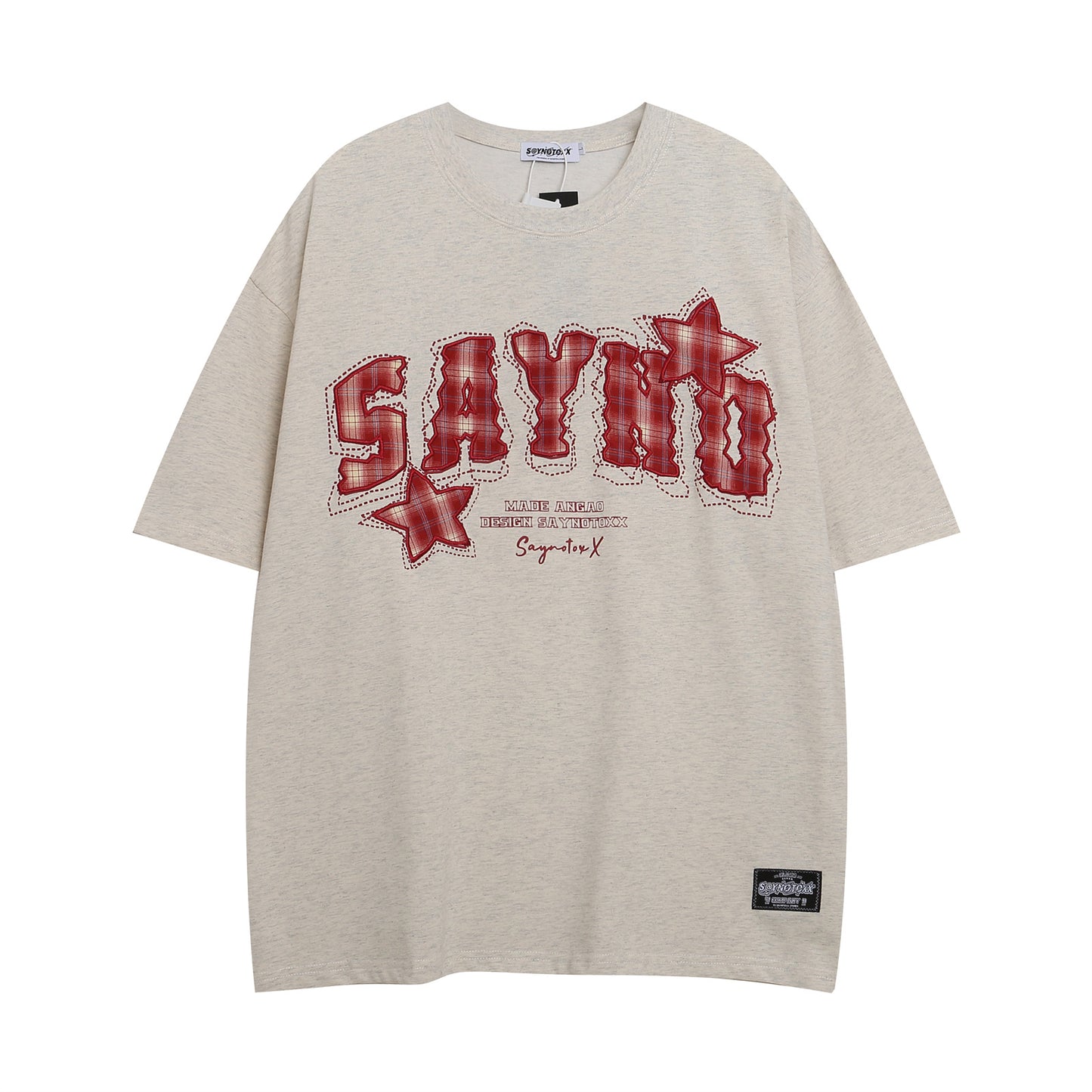 𝕃oose 𝔽it ☞𝟤𝟢𝟤𝟧 ☜美式復古設計感SAYNO 星星貼布繡圖案男女中性T-Shirt上衣 SY5T