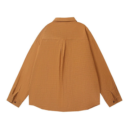 𝔼mbro 𝕊hirt𒉽2025秋冬卡通小貓刺繡寬鬆襯衫外套C-00