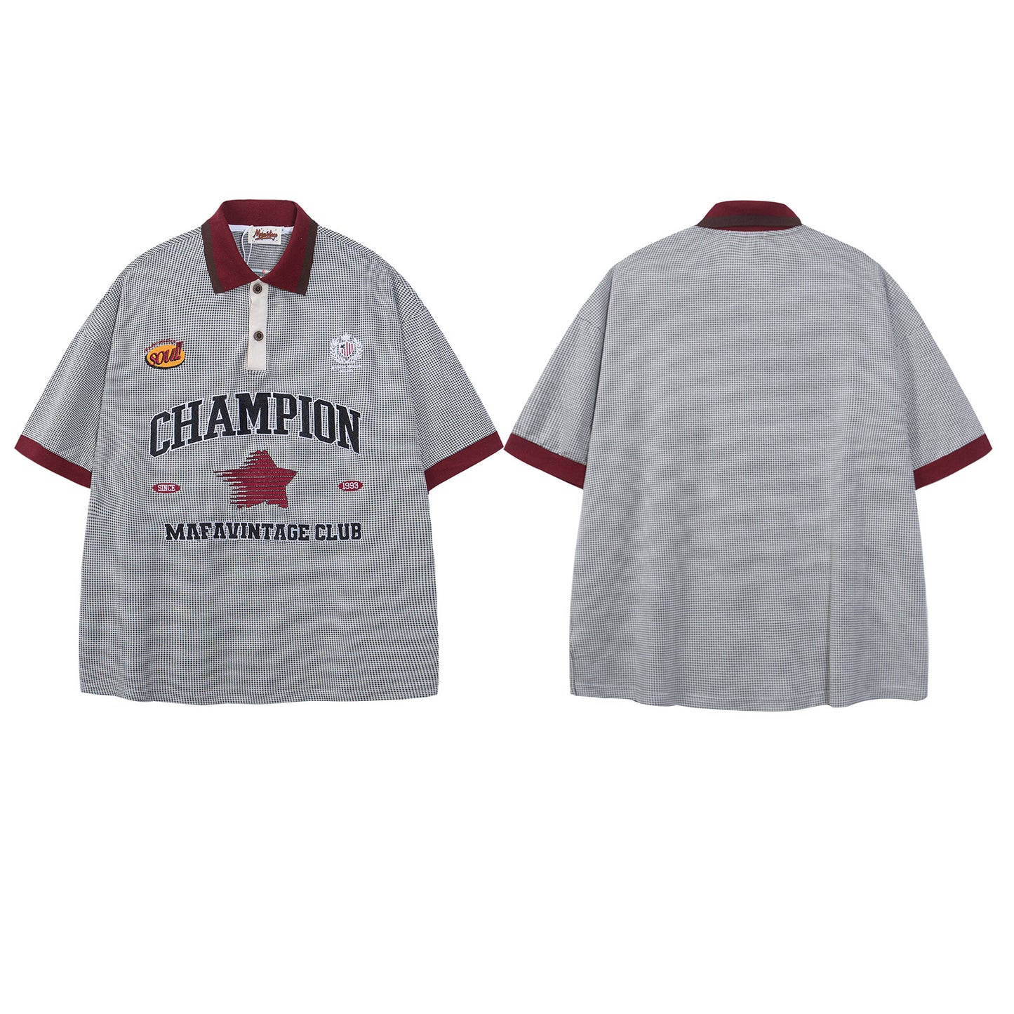 Polo Shirt𒉽美式復古刺繡字母翻領POLO衫IN-31