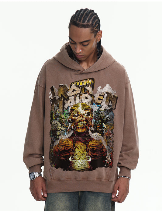 ♛𝔽𝕦𝕤𝕚𝕠𝕟 𝔽𝕠𝕔𝕦𝕤 ♛410G重磅水洗美式復古連帽大學T  FZ-36