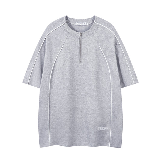 𝕃oose 𝔽it ☞𝟤𝟢𝟤𝟧 ☜美式復古設計感風格半拉鍊男女中性 T-Shirt寬版上衣 B16