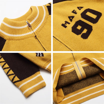 ⓀⓃⒾⓉ𒉽2025秋冬美式復古撞色針織外套 K-69