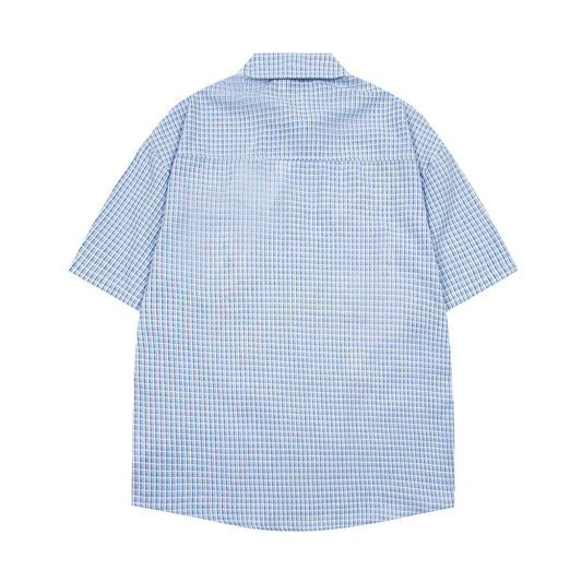 𝔼mbro 𝕊hirt𒉽童趣海綿寶寶系列刺繡短袖襯衫(淺藍)