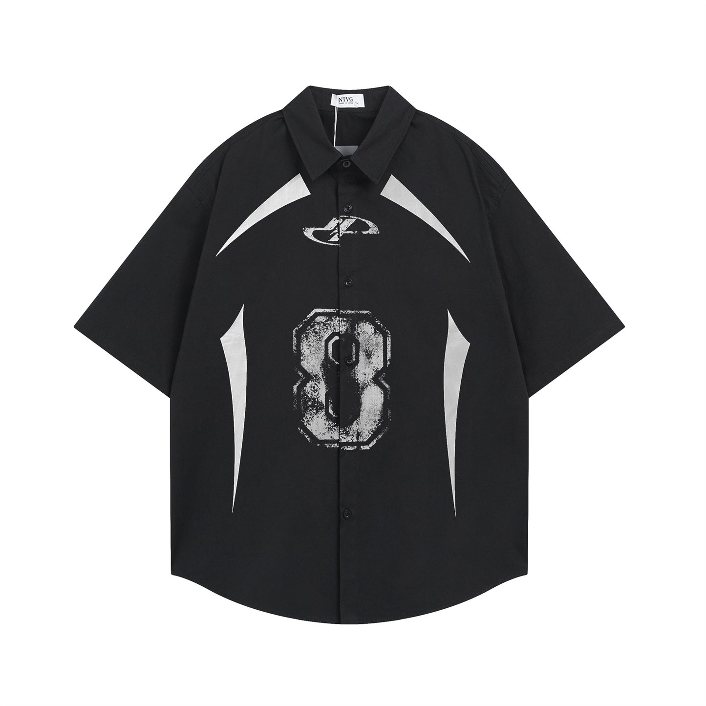 𝕃oose 𝔽it ☞𝟤𝟢𝟤𝟧 ☜美式復古數字8印花百搭休閒寬鬆襯衫 N-139