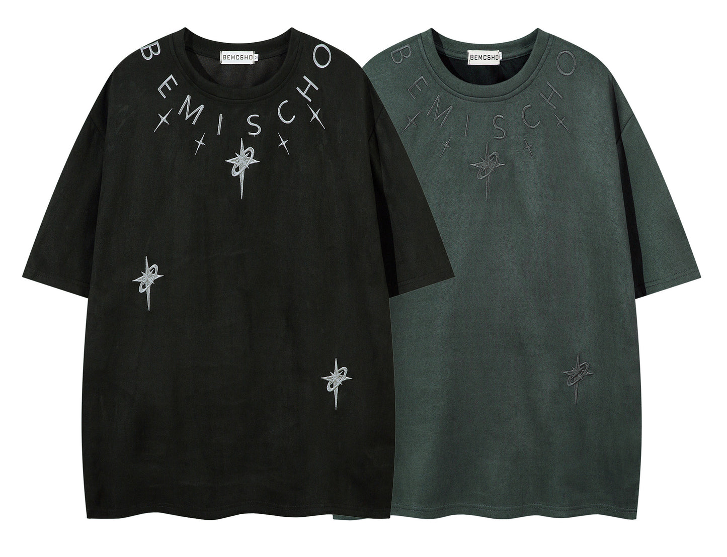 𝕃oose 𝔽it ☞𝟤𝟢𝟤𝟧 ☜美式復古字母刺繡圓領男女中性 T-Shirt寬版上衣JK-70