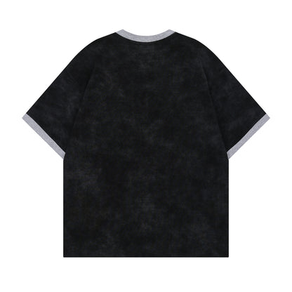 𝕃oose 𝔽it ☞𝟤𝟢𝟤𝟧 ☜美式復古撞色人像字母印花 男女中性 T-Shirt寬版上衣   TH-655