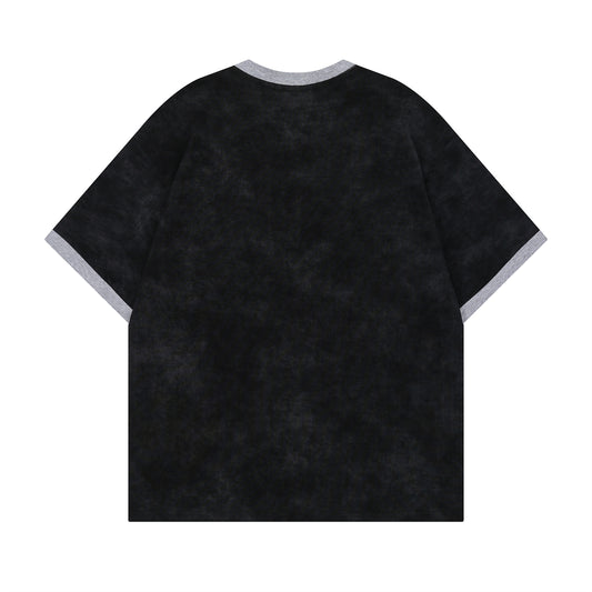 𝕃oose 𝔽it ☞𝟤𝟢𝟤𝟧 ☜美式復古撞色人像字母印花 男女中性 T-Shirt寬版上衣   TH-655