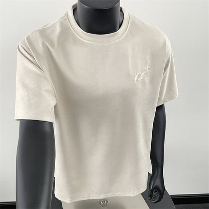 𝔽𝕦𝕤𝕚𝕠𝕟 𝔽𝕠𝕔𝕦𝕤 ✘ 2025新款美式復古刺绣t恤男款簡約高級感穿搭短袖正肩小領短袖 N505