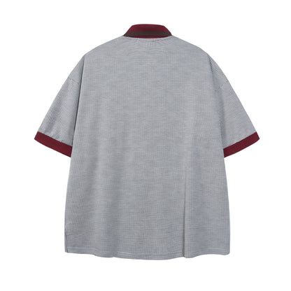 Polo Shirt𒉽美式復古刺繡字母翻領POLO衫IN-31