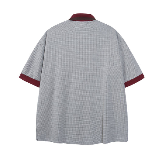 Polo Shirt𒉽美式復古刺繡字母翻領POLO衫IN-31