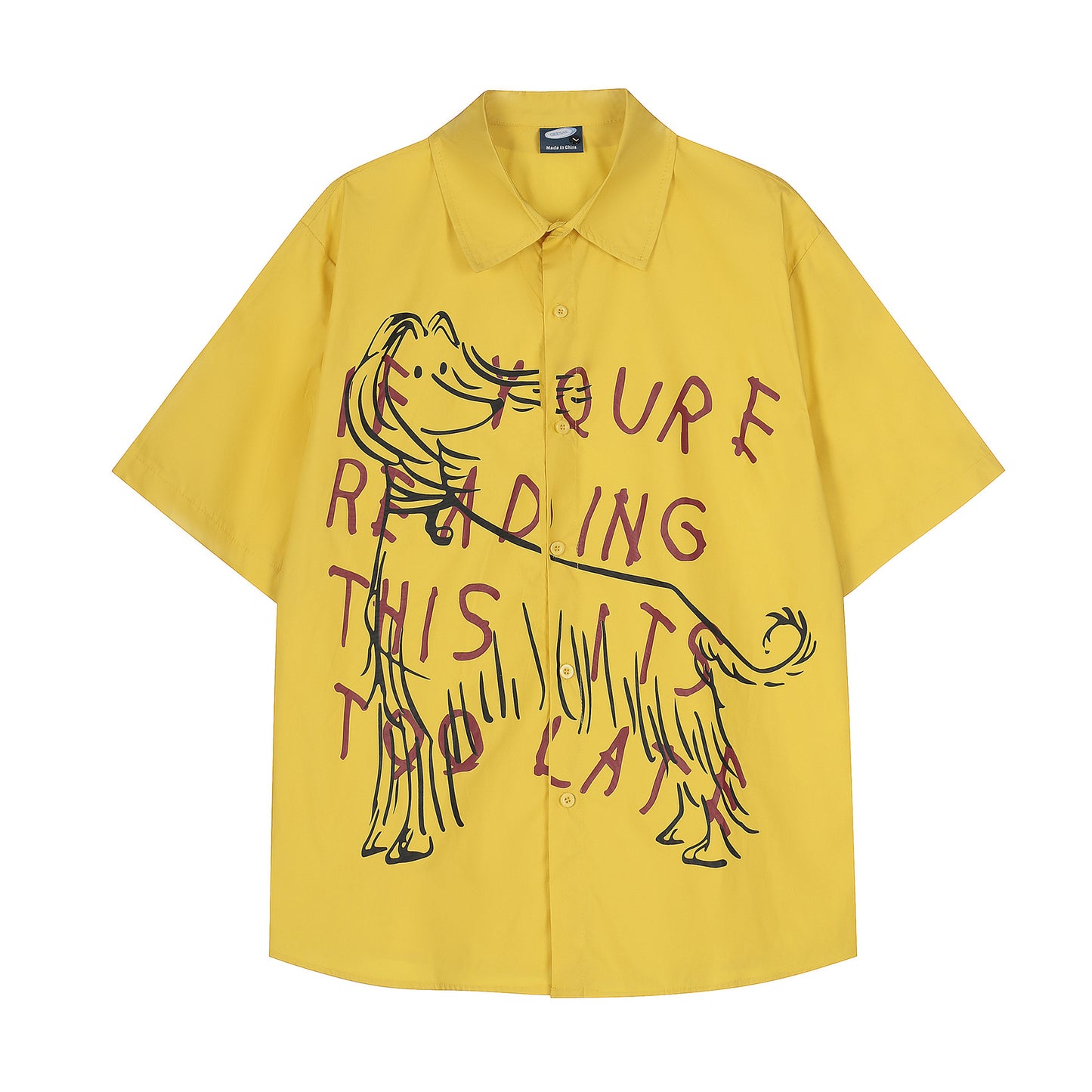 𝕃oose 𝔽it ☞𝟤𝟢𝟤𝟧 ☜美式復古小狗印花短袖襯衫 G-63