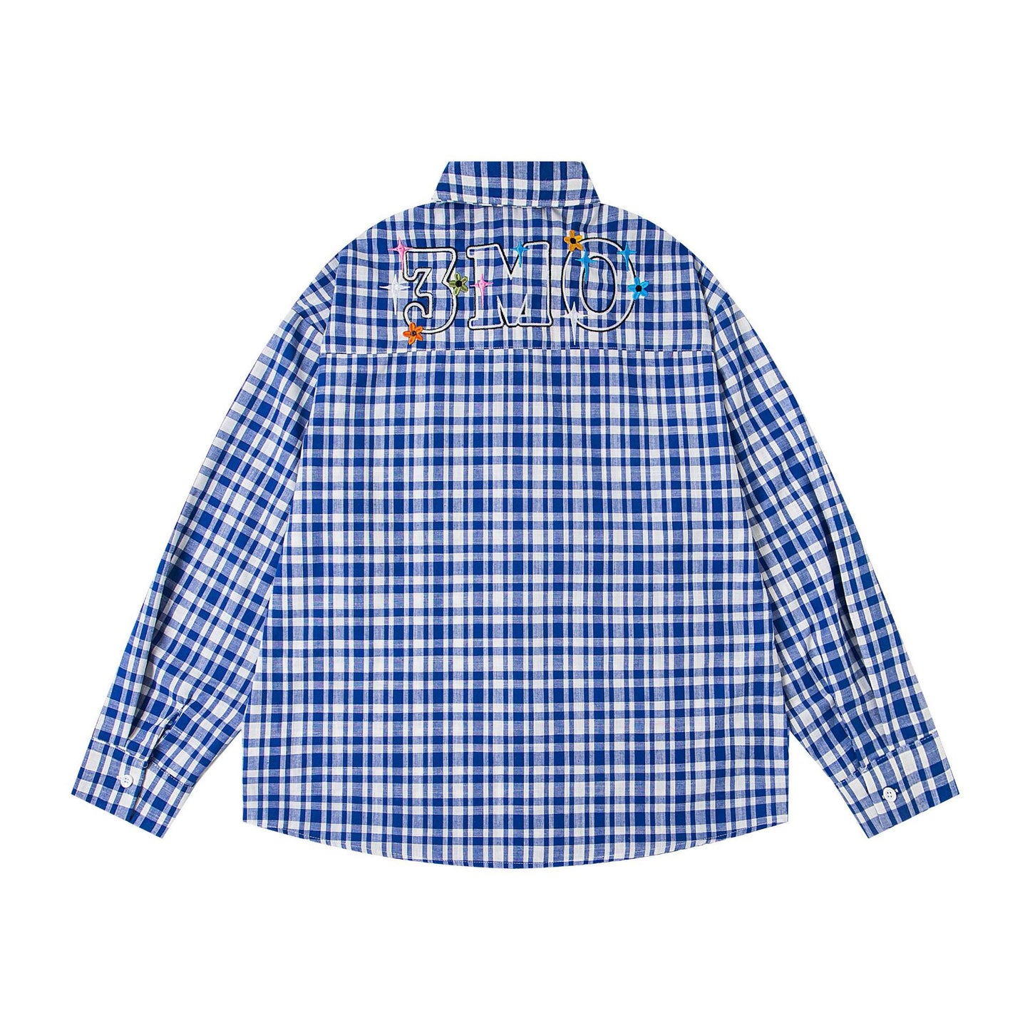 𝔼mbro 𝕊hirt𒉽2025秋冬領帶系列刺繡格子寬鬆襯MO-96