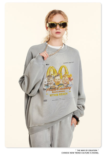 ♛𝔽𝕦𝕤𝕚𝕠𝕟 𝔽𝕠𝕔𝕦𝕤 ♛2025秋冬高磅復古水洗印花帽T B-00