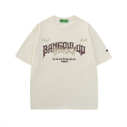 𝕃oose 𝔽it ☞𝟤𝟢𝟤𝟧 ☜美式復古字母印花圓領男女中性 T-Shirt寬版上衣B-112#