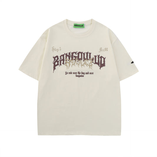 𝕃oose 𝔽it ☞𝟤𝟢𝟤𝟧 ☜美式復古字母印花圓領男女中性 T-Shirt寬版上衣B-112#