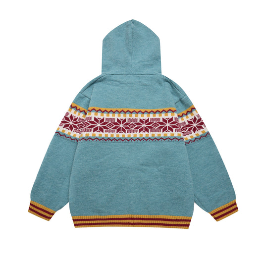 ⓀⓃⒾⓉ𒉽2025秋冬撞色連帽針織外套 K-I50