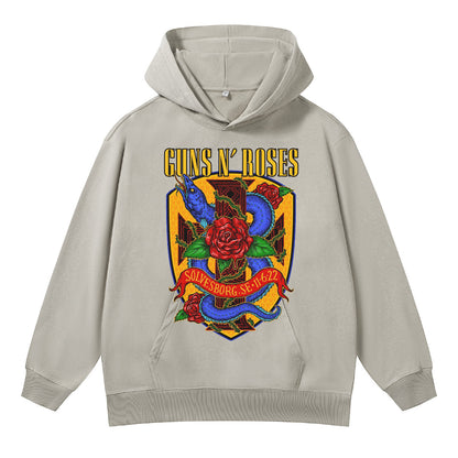 ♛𝔽𝕦𝕤𝕚𝕠𝕟 𝔽𝕠𝕔𝕦𝕤 ♛410G重磅水洗美式復古GUN ROSE連帽大學T  FZ-43