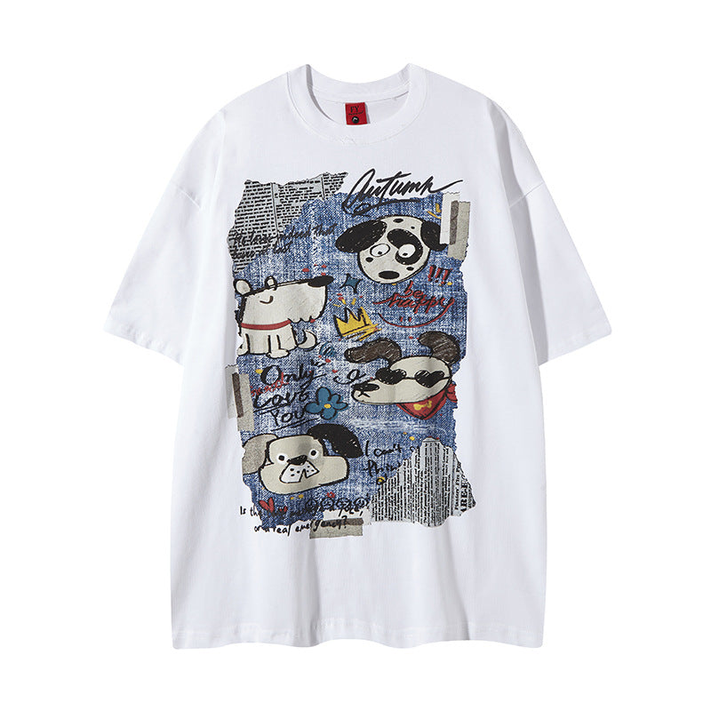 𝕃oose 𝔽it ☞𝟤𝟢𝟤𝟧 ☜美式復古卡通圖案寬版上衣FY-58