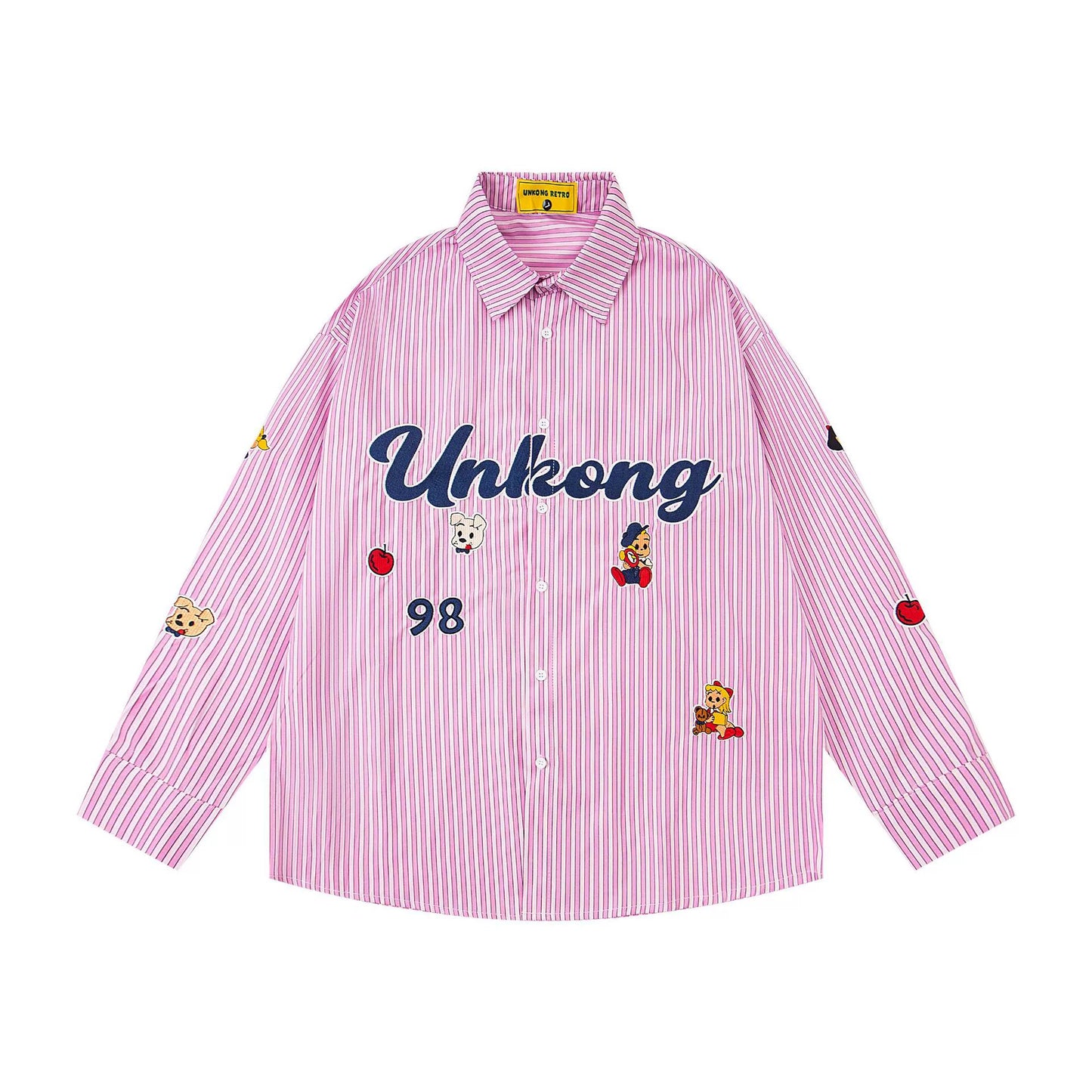 𝔼mbro 𝕊hirt𒉽2025秋冬可愛圖案刺繡寬鬆襯衫N-42