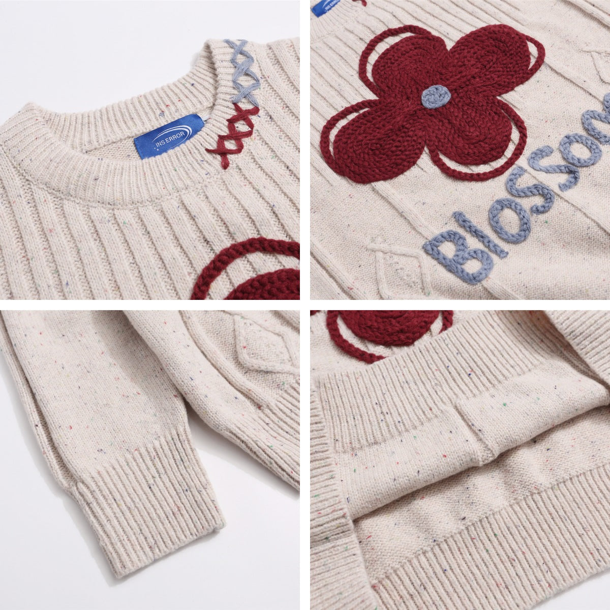 ⓀⓃⒾⓉ𒉽2025秋冬立體鈎織花圓領針織 Y-95