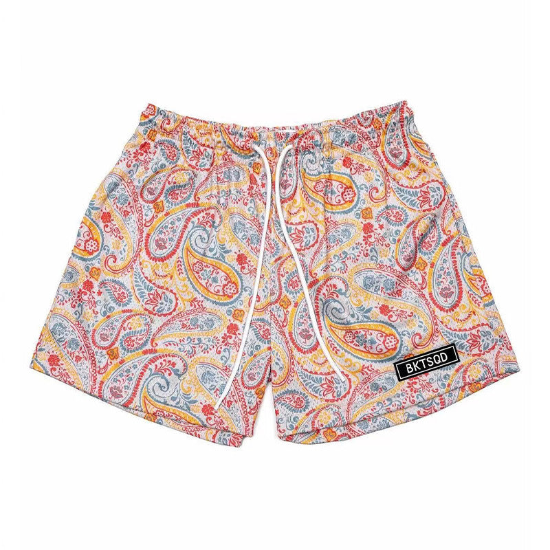 🔆𝔽𝕦𝕤𝕚𝕠𝕟 ☀ 𝔽𝕠𝕔𝕦𝕤 🔆 美式風BKTSQD變形蟲短褲夏季網眼輕薄透氣速乾四分運動跑步球褲