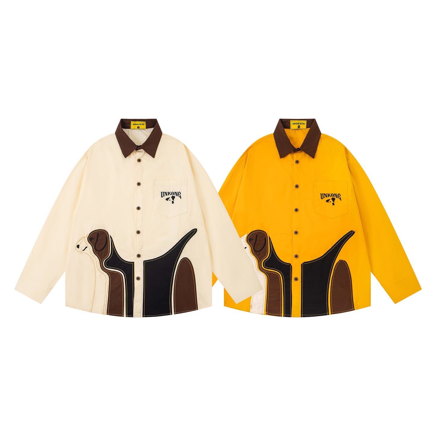 𝔼mbro 𝕊hirt𒉽2025秋冬小狗貼布繡寬鬆襯衫N-35