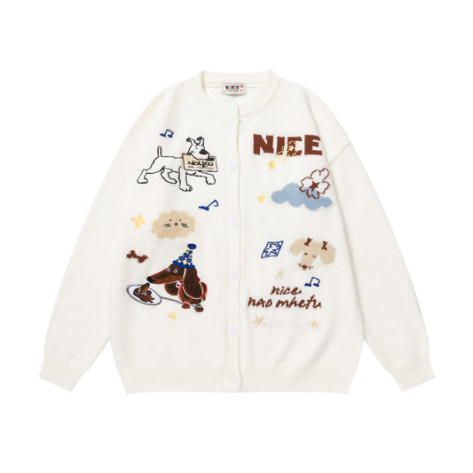 ⓀⓃⒾⓉ𒉽2025秋冬可愛小狗百搭針織外套 Y-17