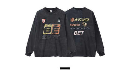 ♛𝔽𝕦𝕤𝕚𝕠𝕟 𝔽𝕠𝕔𝕦𝕤 ♛2025秋冬復古水洗印花大學T W-27