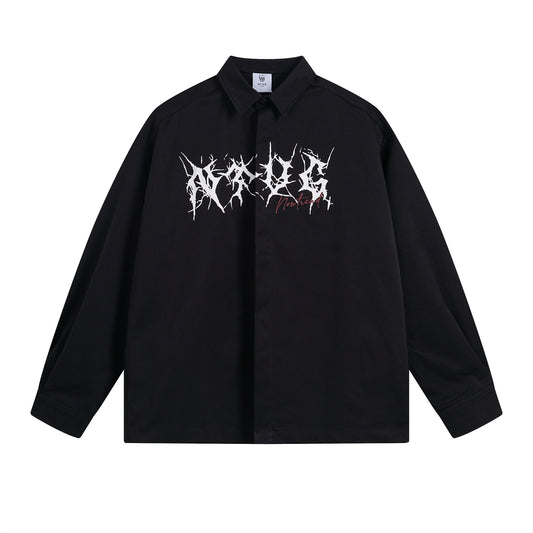 𝔼mbro 𝕊hirt𒉽秋冬長袖復古印花寬鬆襯衫 N-85