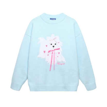 ⓀⓃⒾⓉ𒉽2025秋冬可愛小狗圓領針織 K-25