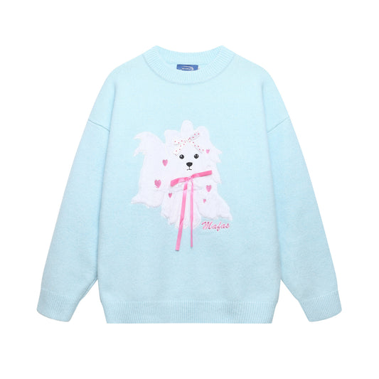 ⓀⓃⒾⓉ𒉽2025秋冬可愛小狗圓領針織 K-25