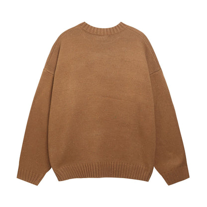 ⓀⓃⒾⓉ𒉽2025秋冬美式復古字母圓領慵懶針織 K-60