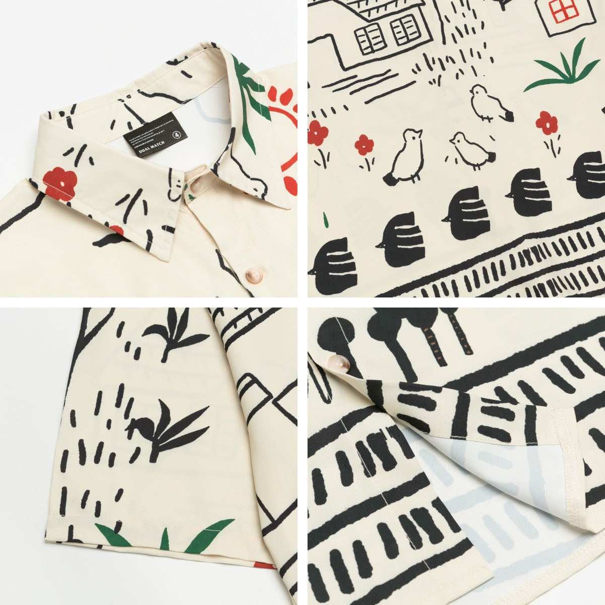 𝕃oose 𝔽it ☞𝟤𝟢𝟤𝟧 ☜日式復古趣味塗鴉印花休閒短袖襯衫	 DU-A31