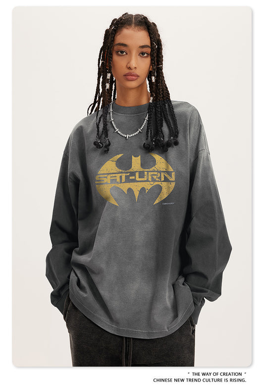 ♛𝔽𝕦𝕤𝕚𝕠𝕟 𝔽𝕠𝕔𝕦𝕤 ♛2025秋冬復古水洗印花大學T W-26