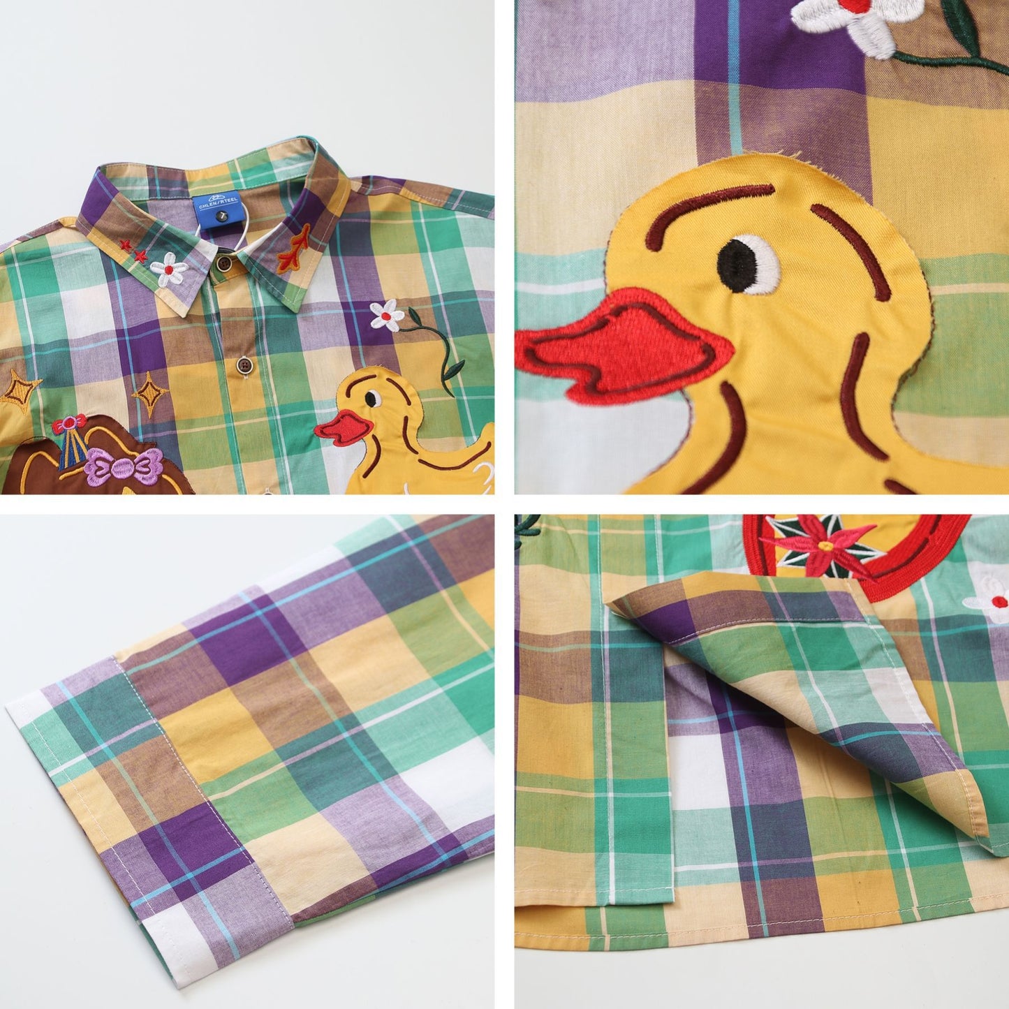 𝔼mbro 𝕊hirt𒉽2025秋冬卡通貼布繡寬鬆襯衫外套CH-89