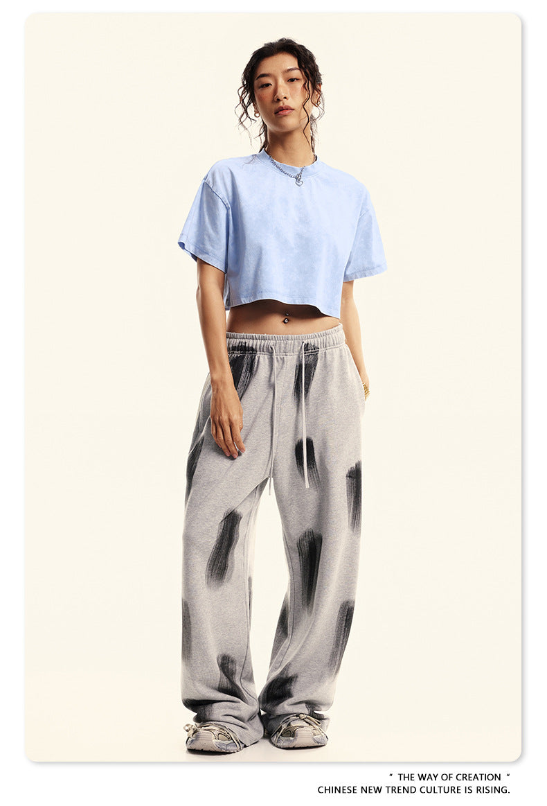 Fierce & Fitted 夏季美式復古做舊辣妹短款T袖N-7 水洗天空藍