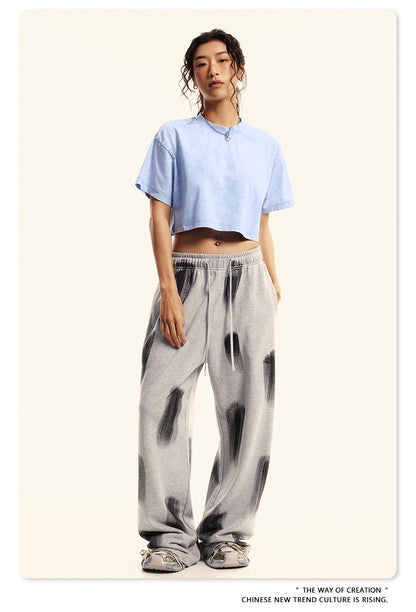 Fierce & Fitted 夏季美式復古做舊辣妹短款T袖N-7 水洗天空藍