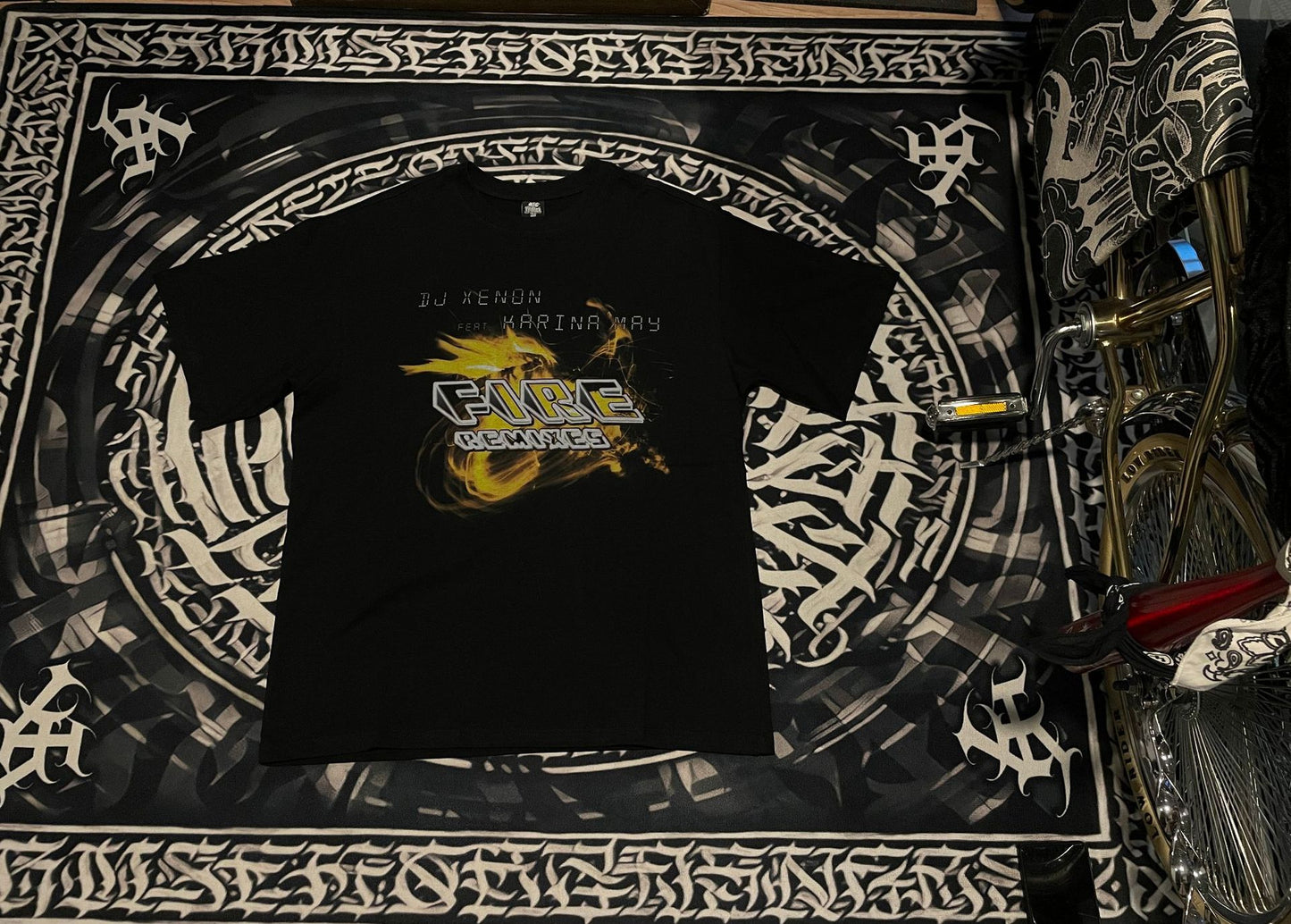 𝔽𝕦𝕤𝕚𝕠𝕟 𝔽𝕠𝕔𝕦𝕤 -ᴄʜɪᴄᴀɴᴏ♠︎悍匪♠︎  奇卡諾大碼寬鬆Vintage復古火焰hiphop嘻哈街舞短袖