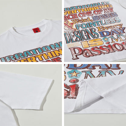 𝕃oose 𝔽it ☞𝟤𝟢𝟤𝟧 ☜美式復古印花字母寬版上衣F-82