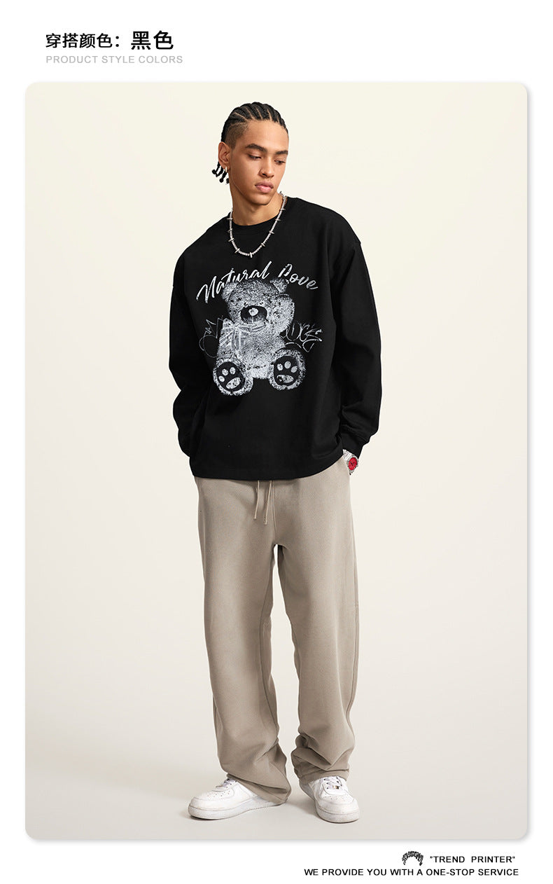 ♛𝔽𝕦𝕤𝕚𝕠𝕟 𝔽𝕠𝕔𝕦𝕤 ♛2025秋冬重磅復古水洗印花大學T G-84