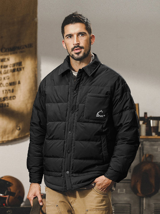 snɔoɟ uoı̣snɟ - 美式復古襯衫式羽绒服冬季新款時尚簡約輕薄保暖羽绒夾克外套 FG-346