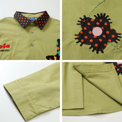 𝔼mbro 𝕊hirt𒉽2025秋冬創意圖案刺繡寬鬆襯衫外套C-33