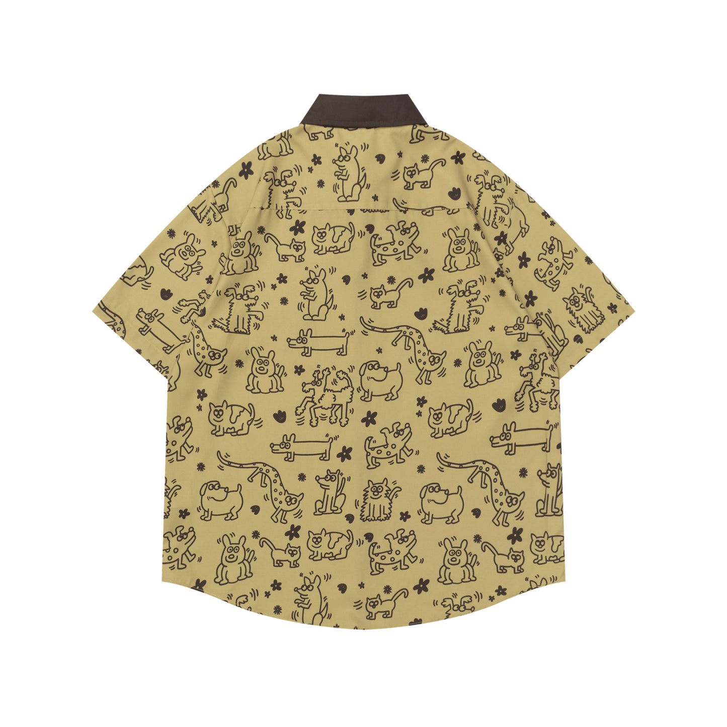 𝕃oose 𝔽it ☞𝟤𝟢𝟤𝟧 ☜美式復古小狗滿版印花短袖襯衫 NA-39