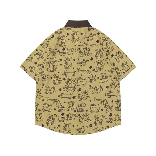 𝕃oose 𝔽it ☞𝟤𝟢𝟤𝟧 ☜美式復古小狗滿版印花短袖襯衫 NA-39