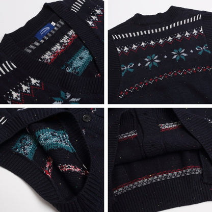 ⓀⓃⒾⓉ𒉽2025秋冬復古疊穿V領針織背心IN-23