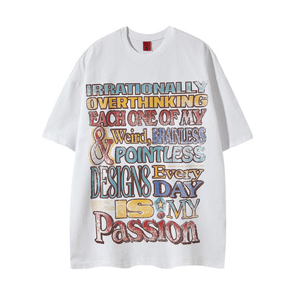 𝕃oose 𝔽it ☞𝟤𝟢𝟤𝟧 ☜美式復古印花字母寬版上衣F-82