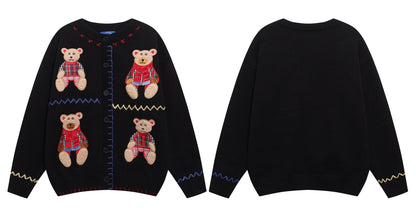 ⓀⓃⒾⓉ𒉽2025秋冬小熊刺繡圓領針織外套 K-98