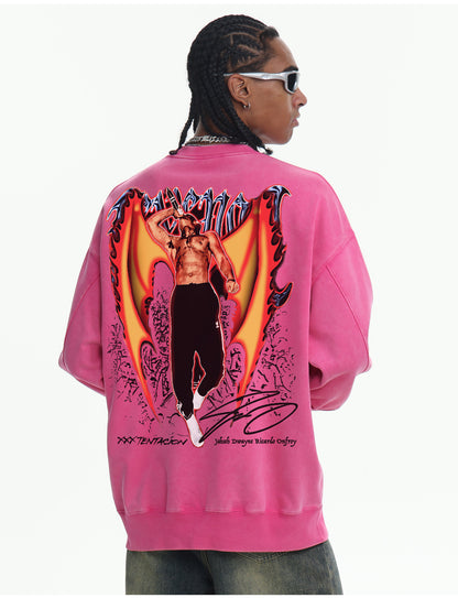 ♛𝔽𝕦𝕤𝕚𝕠𝕟 𝔽𝕠𝕔𝕦𝕤 ♛410G重磅水洗美式復古圓領厚T  GH-63