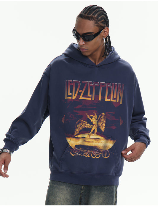 ♛𝔽𝕦𝕤𝕚𝕠𝕟 𝔽𝕠𝕔𝕦𝕤 ♛410G重磅水洗美式復古連帽大學T  FZ-	42